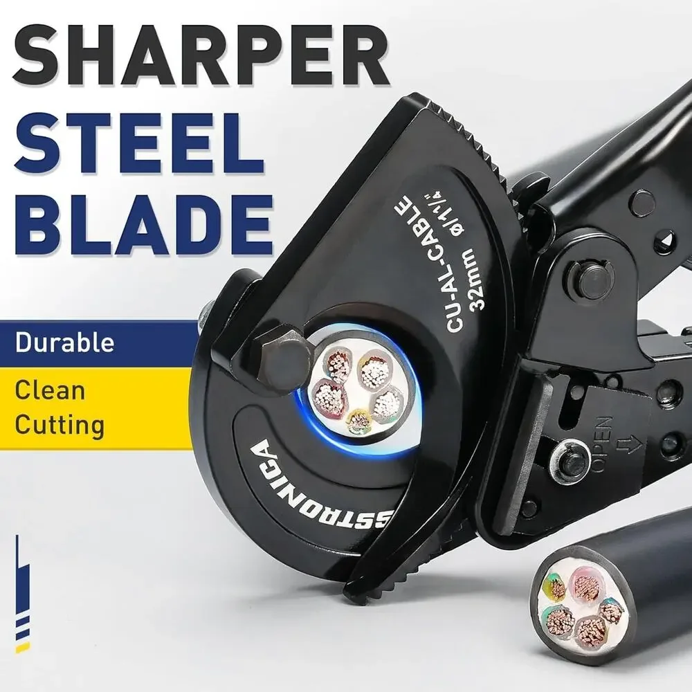 Ratchet Cable Cutters,Heavy Duty Wire Cutters for Cutting Electrical Copper & Al